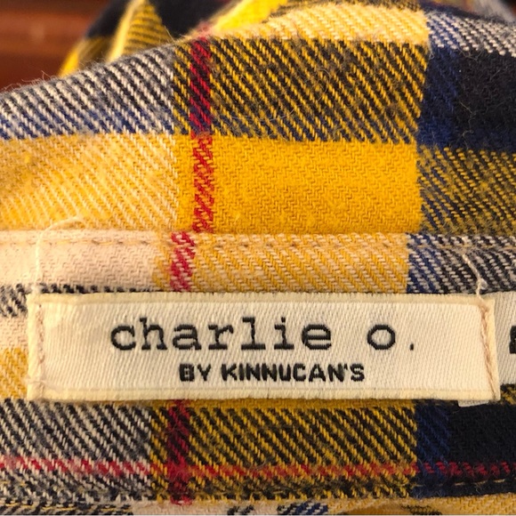 Ladies Blue and Yellow Plaid Flannel Shirt - Picture 6 of 7